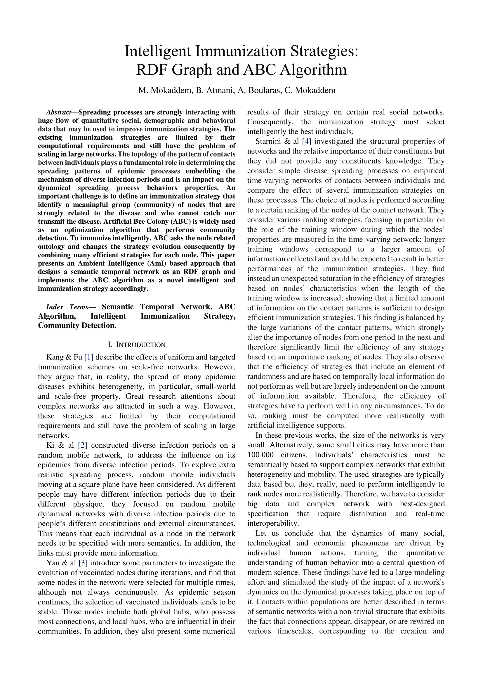 Intelligent Immunization Strategies: RDF Graph and ABC Algorithm